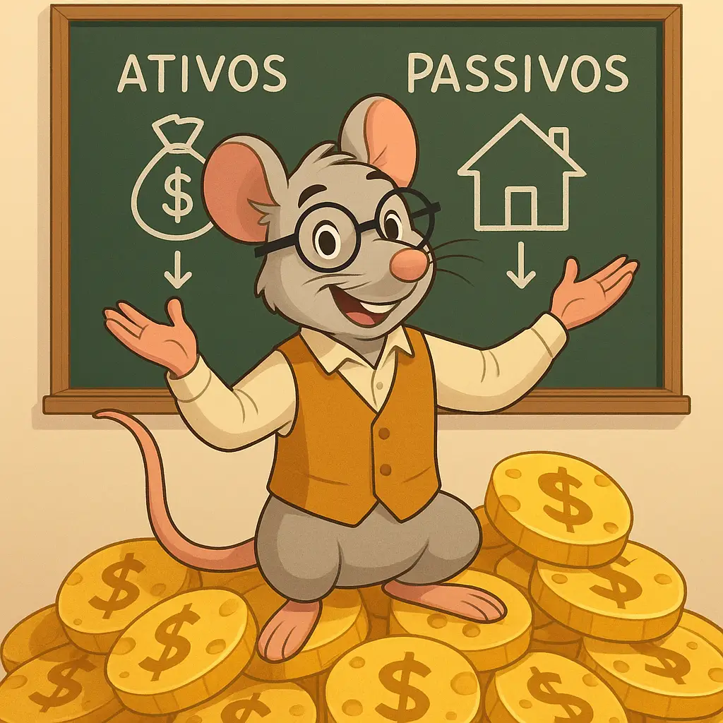 Ilustração de Vini Ratone explicando ativos e passivos – como fazer o dinheiro trabalhar por você
