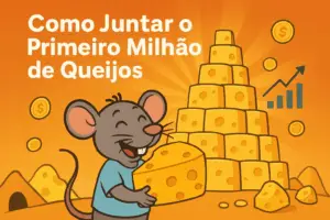 Vini Ratone segurando queijo diante de montanha de queijos — como juntar o primeiro milhão