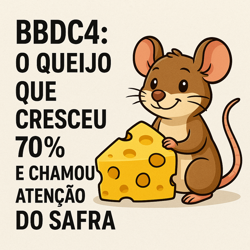 BBDC4: o queijo que cresceu 70% e chamou atenção do Safra’, representando a análise da ação BBDC4 de forma leve e divertida